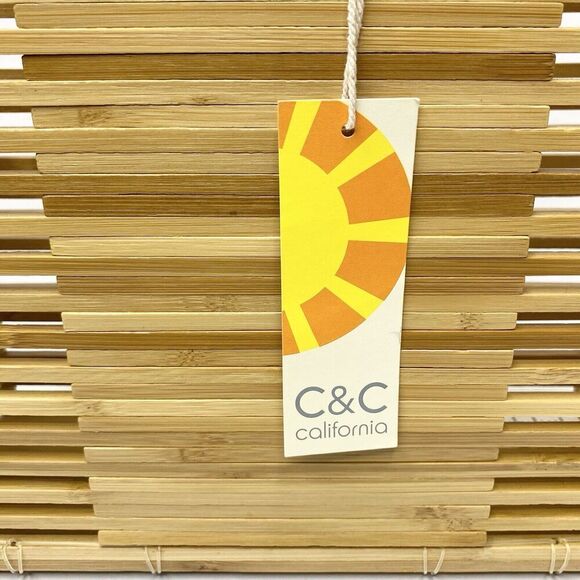 C&C California Bamboo Wooden Rectangle Handbag Summer Beach Picnic Boho Fun - Picture 15 of 15